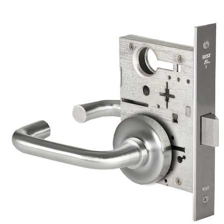 Best Grade 1 Passage Mortise Lock, 3 Lever, R Rose, Non-Keyed, Satin Chrome Finish, Field Reversible 45H0N3R626